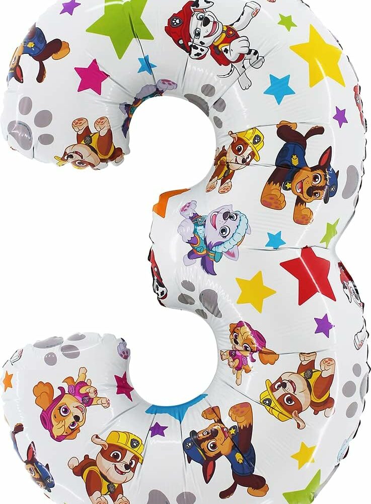 66cm (26") Paw Patrol Number Foil Balloon - Number 3