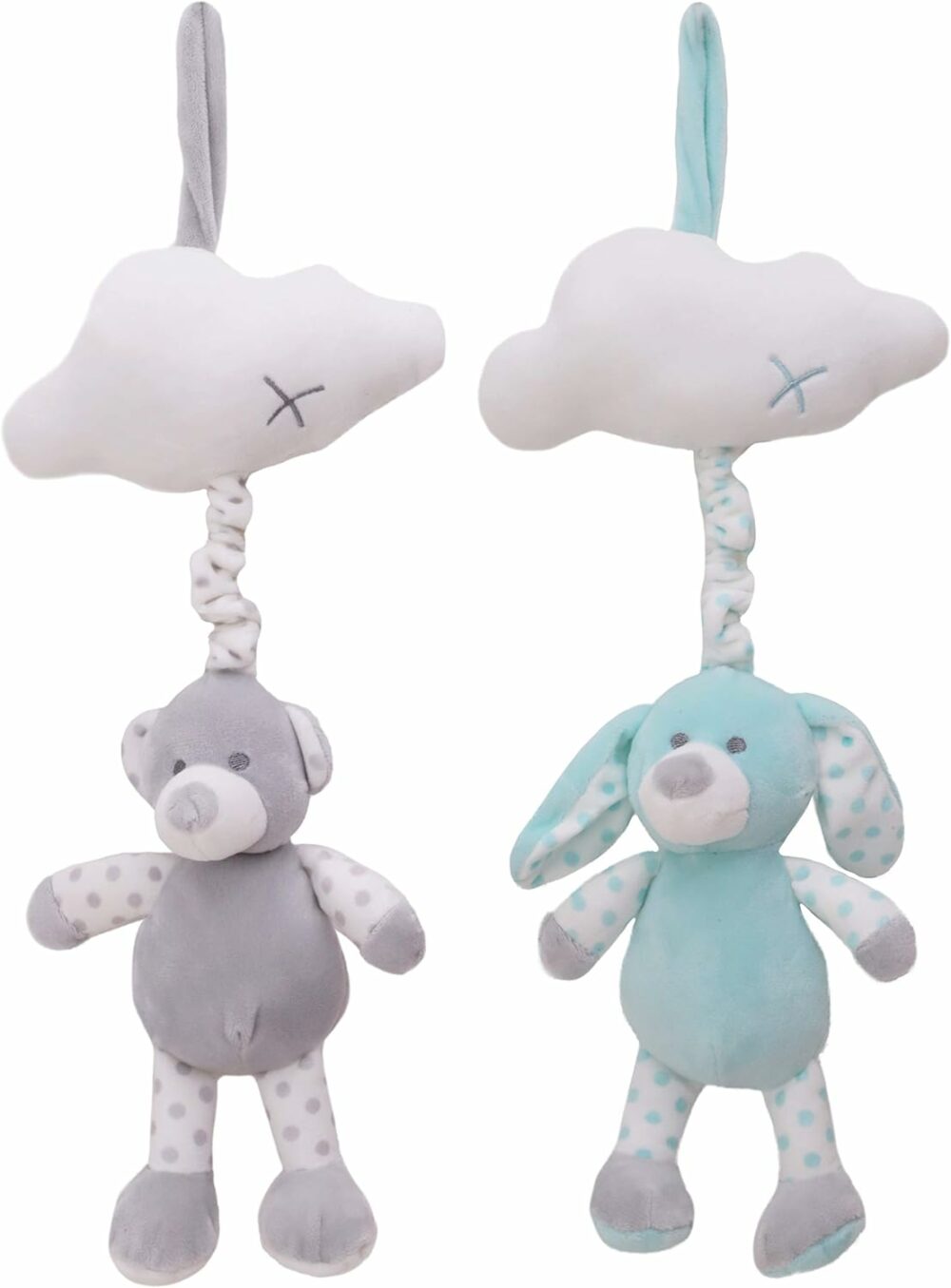 38cm (14”) Musical Lullaby Grey Baby Bear Cot Plush- Baby & Toddler Pram Toys - Suitable From Birth
