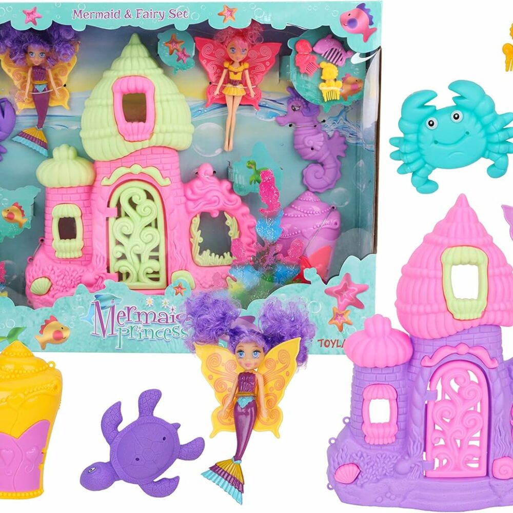 Mermaid & Fairy Playset With Dolls, Castle & Accessories