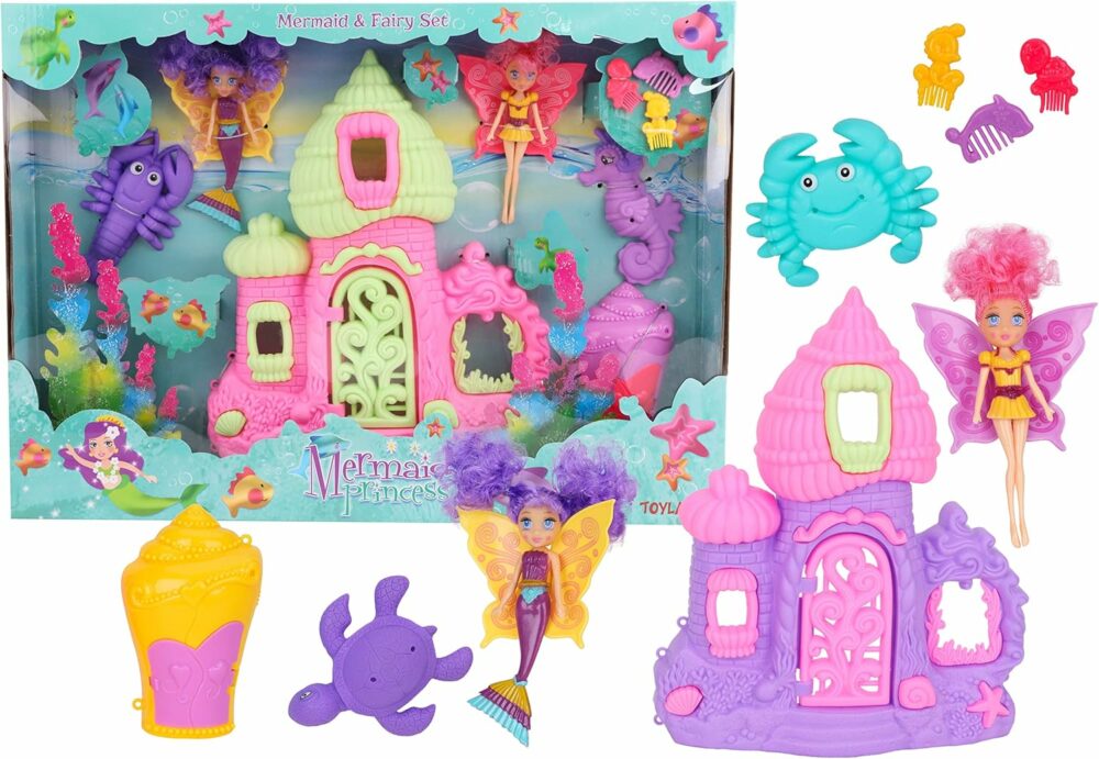 Mermaid & Fairy Playset With Dolls, Castle & Accessories